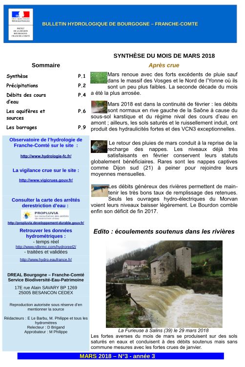 Bulletin Hydrologique Mars Observatoire Du Risque Inondation De