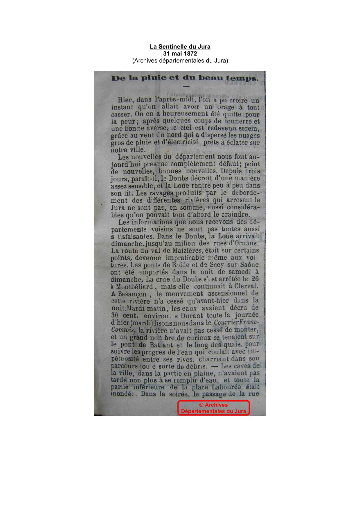 Journal - La Sentinelle du Jura - 1872 - Partie 1