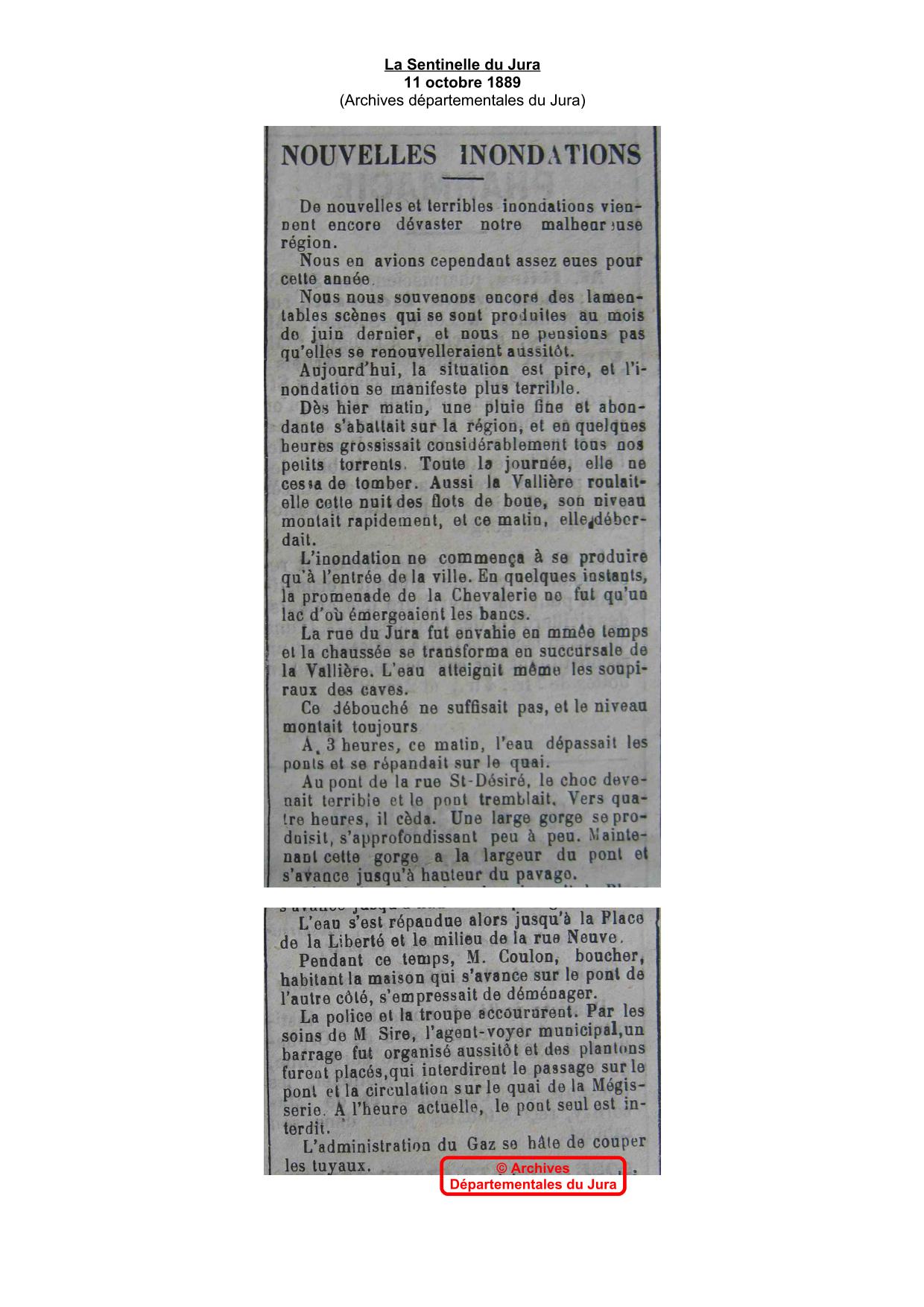 Journal - La Sentinelle du Jura - octobre 1889 - Partie 1
