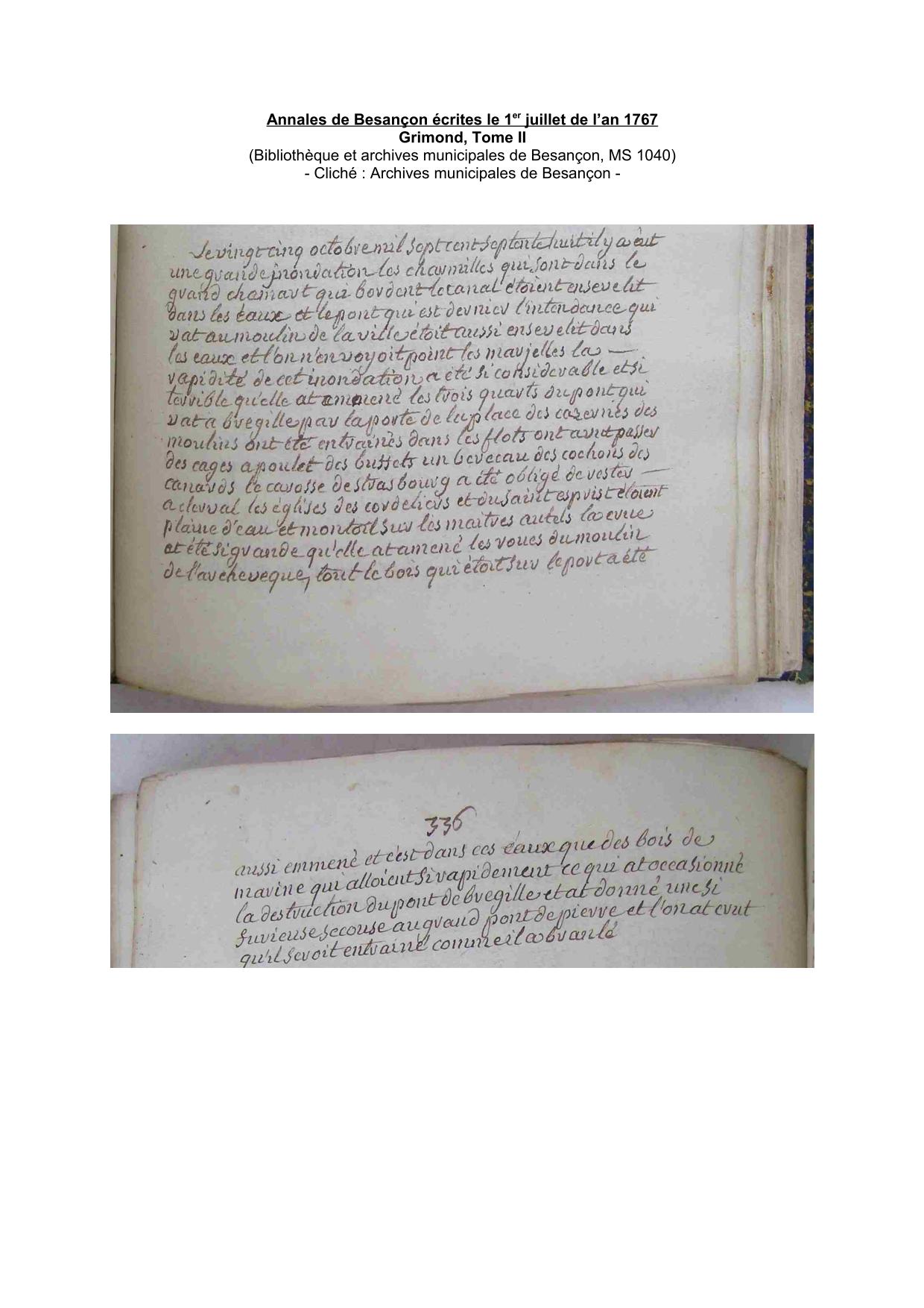 Annales de Besançon écrites le 1er juillet de l'an 1767 - 1778           