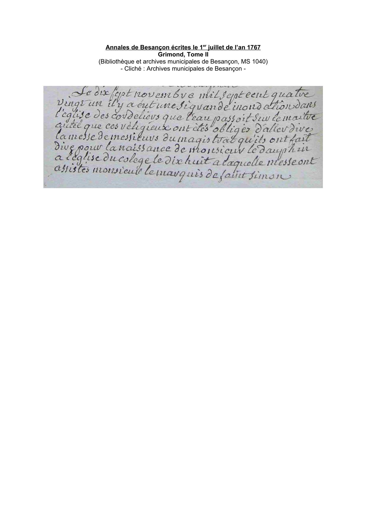 Annales de Besançon écrites le 1er juillet de l'an 1767 - 1781           