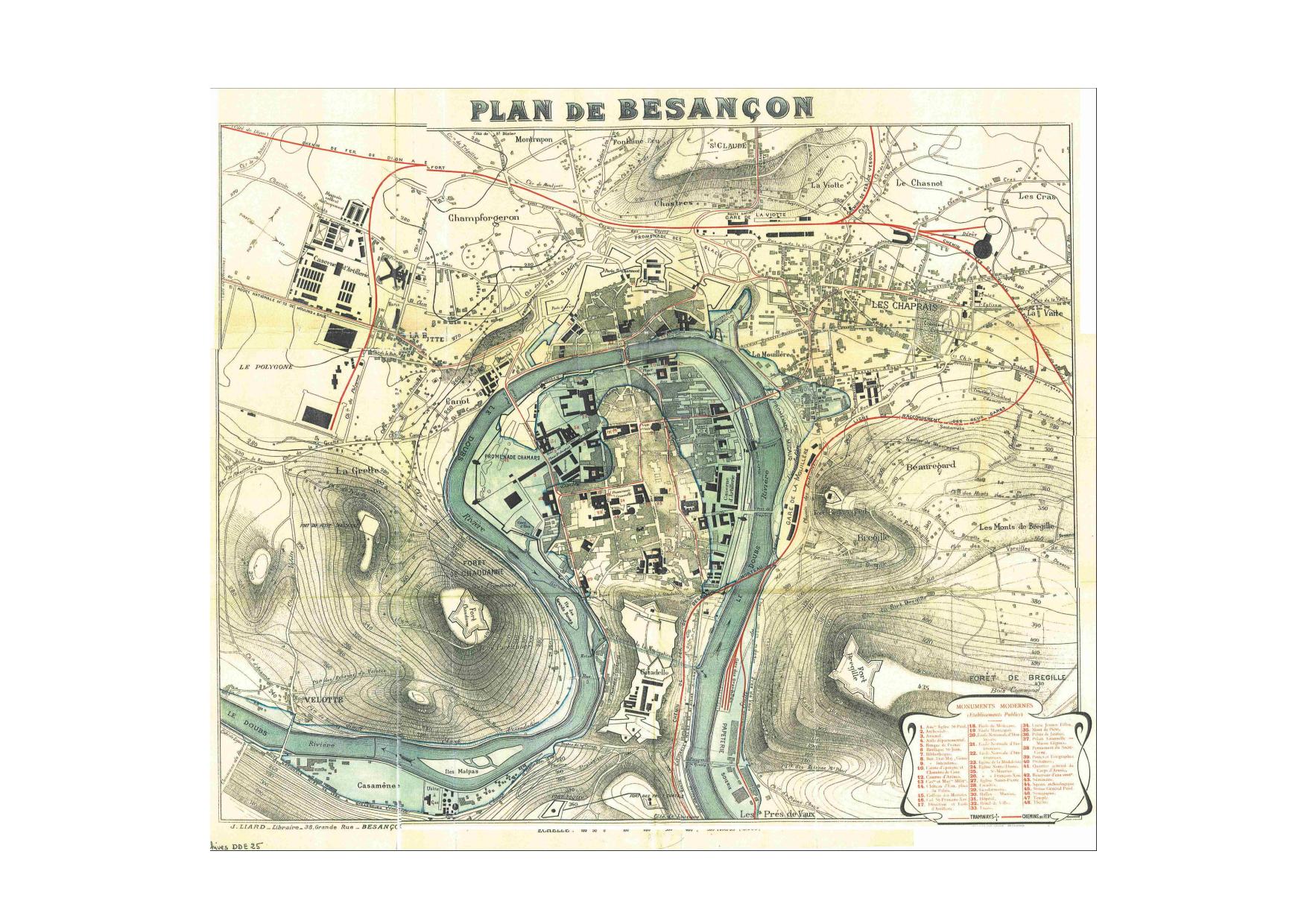 Plan de Besançon - inondations de janvier 1910     