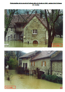 Photographies de la crue de la Furieuse et/ou du Doubs en 2003 - secteur de la Furieuse