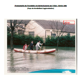 Photographie de l’inondation de Sainte-Suzanne par l’Allan - février 1999