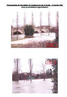 Photographies de l'inondation de Voujeaucourt par le Doubs – 14 janvier 2004