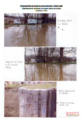 Photographies du Doubs en crue à Ranchot – février 1990