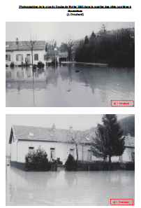 Photographies de la crue du Doubs de février 1990 dans le quartier des cités ouvrières à Boussières