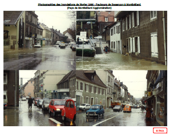 Photographies des inondations de février 1990 - Faubourg de Besançon à Montbéliard