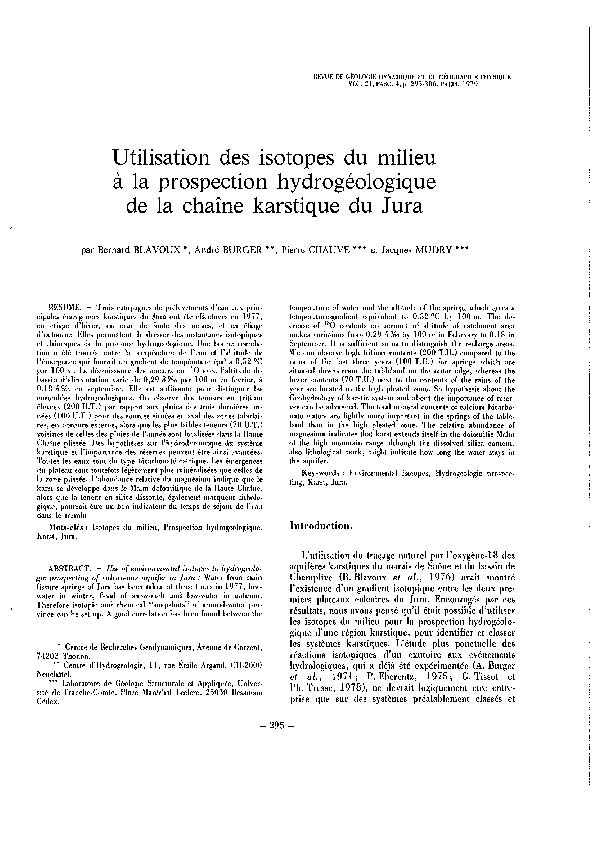 Publié dans Rev. Géol. Dyn. Géogr. Phys. (Paris), 21, 4, 295-306.