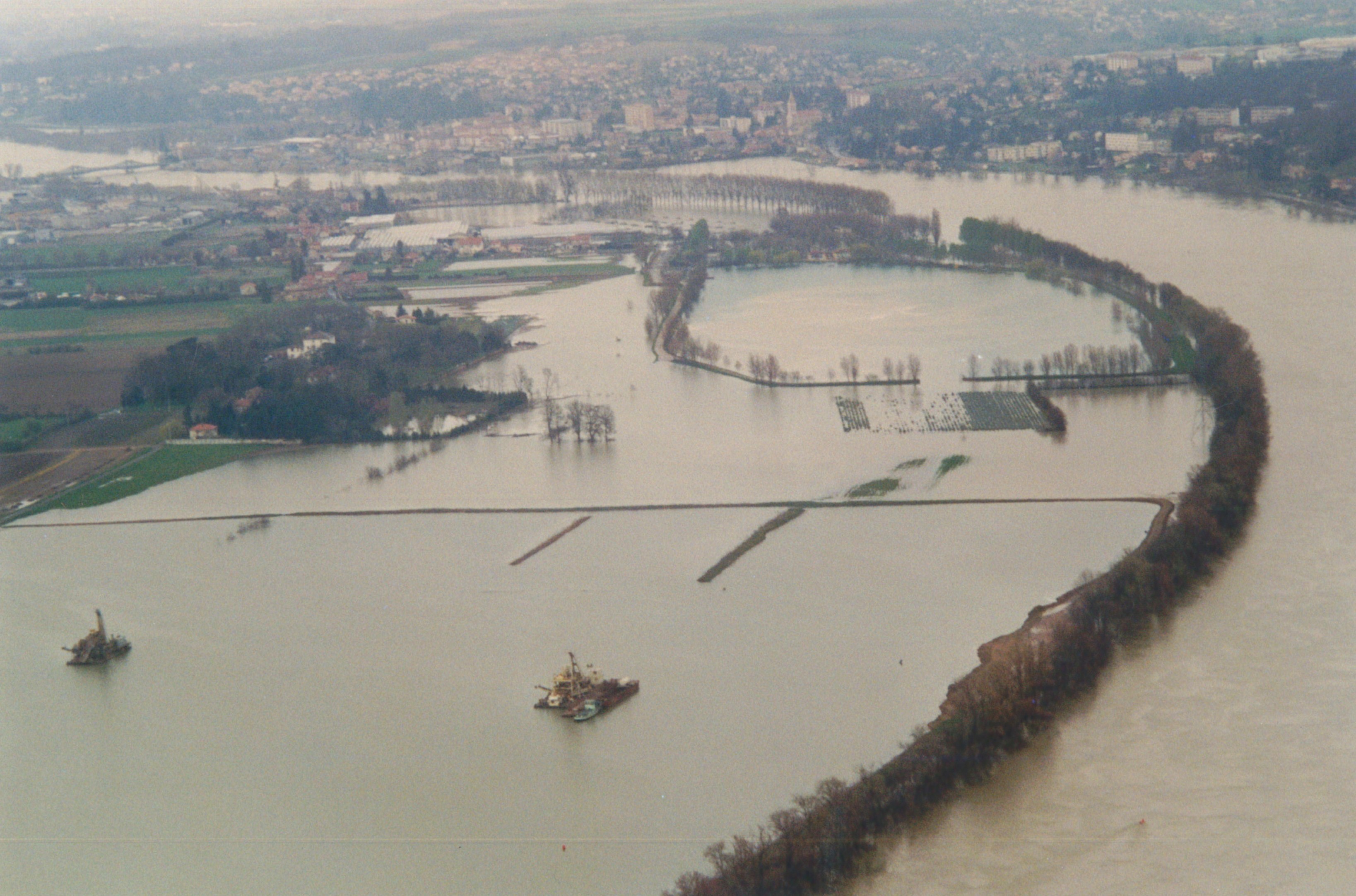 Crue de la Saône en 2001 à Anse