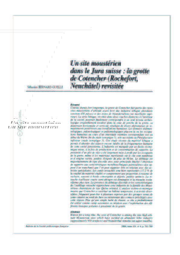 Publié dans le Bulletin de la Société préhistorique française, tome 101, n°4, 2004. pp. 741-769;

https://www.persee.fr/doc/bspf_0249-7638_2004_num_101_4_13066