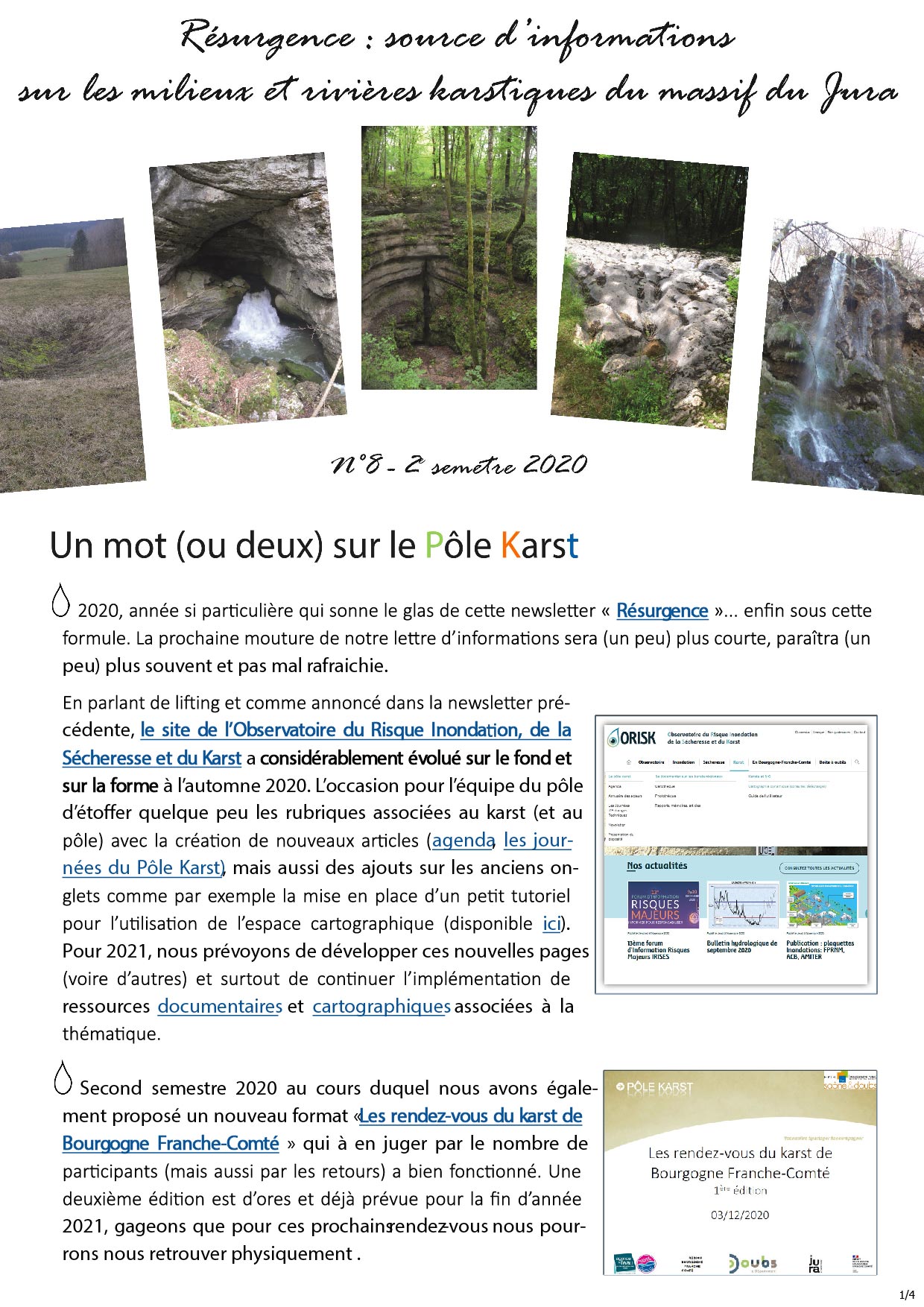Newsletter du Pôle Karst