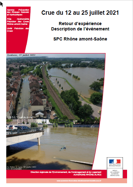 Retour d'expérience simplifié à 1 mois, description de l'évènement, de la crue du 12 au 25 juillet 2021, du Service de Prévision des Crues Rhône-amont Saône