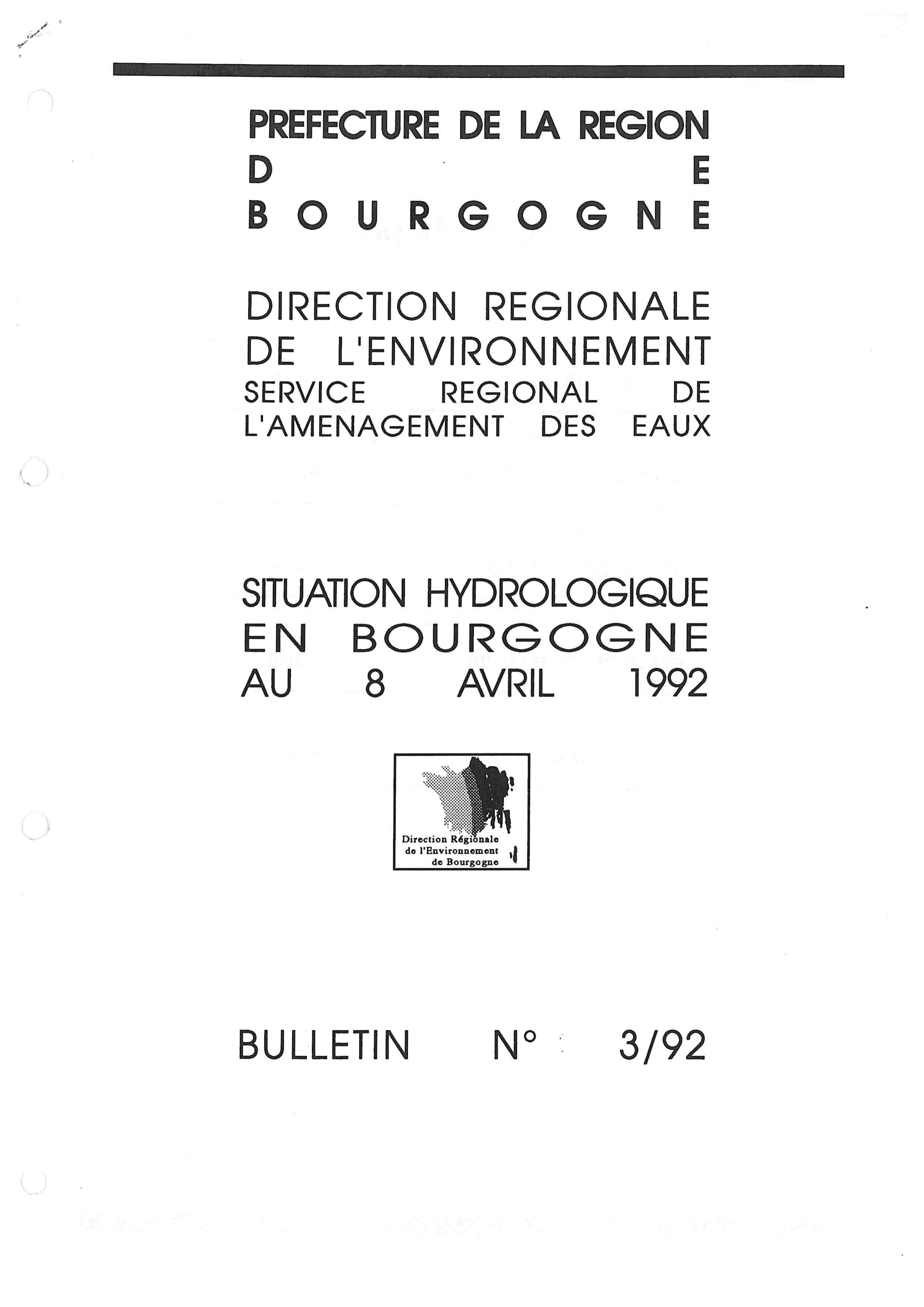 Bulletin hydrologique du mois de mars 1992