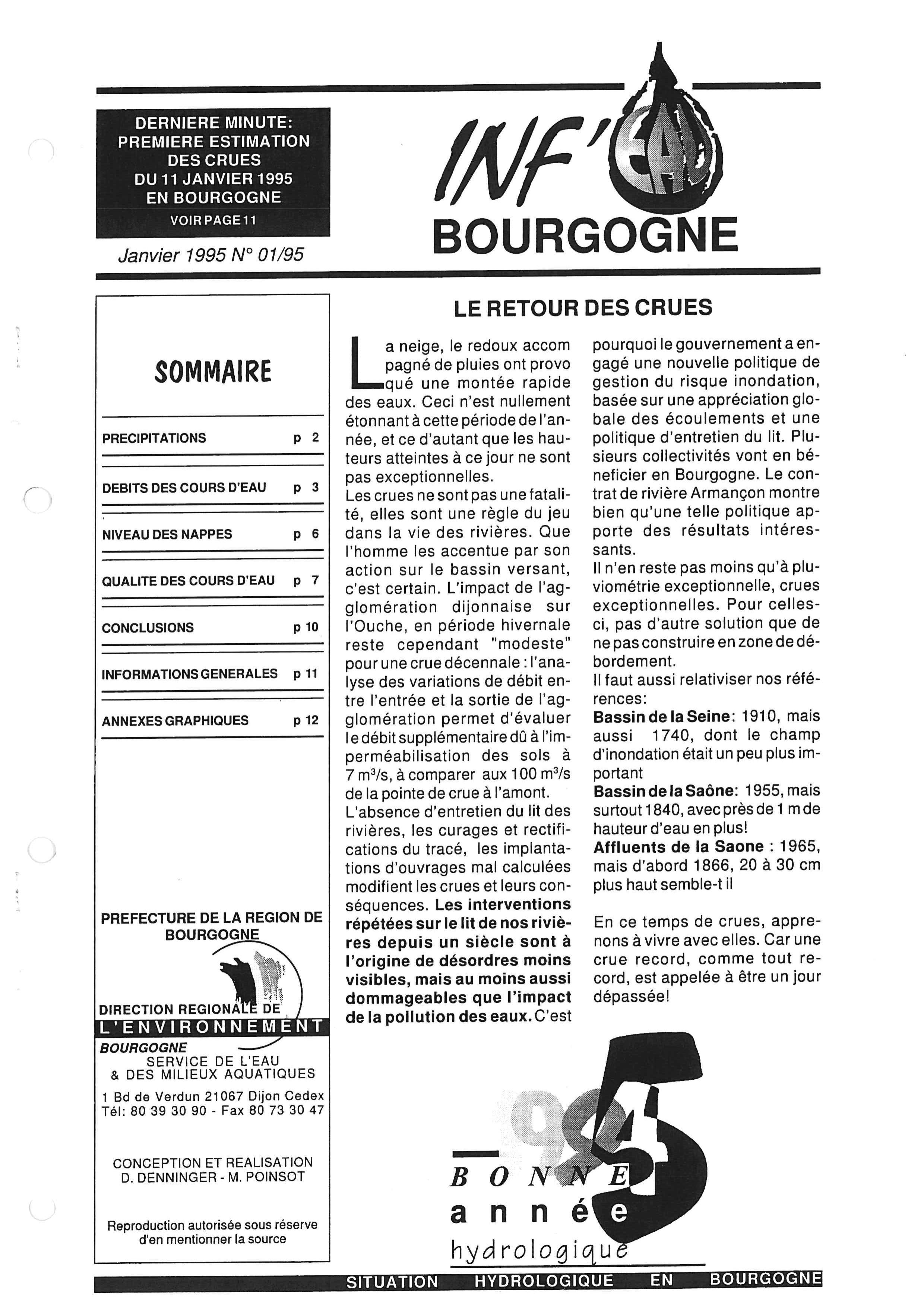 Bulletin hydrologique du mois de décembre 1994