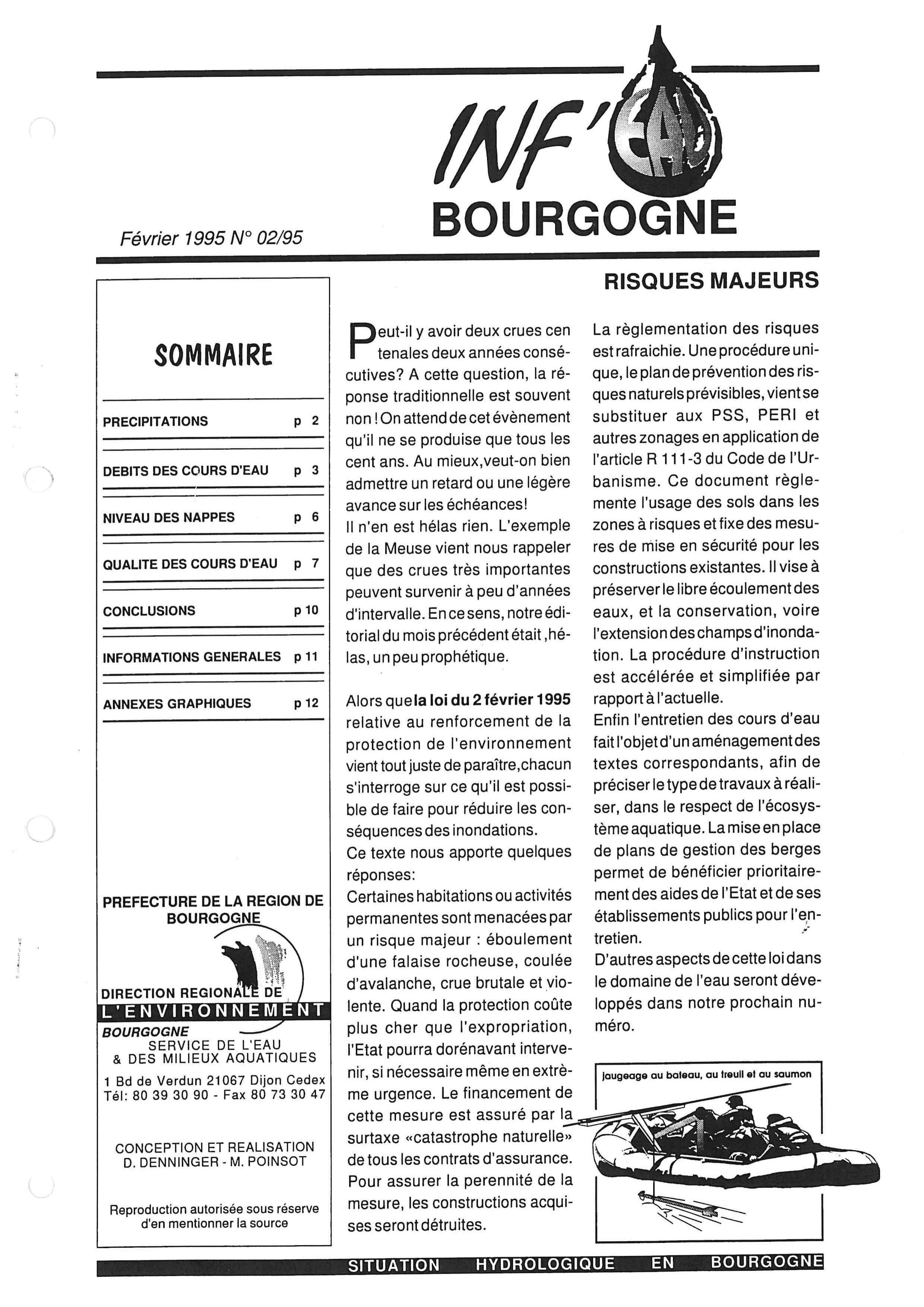 Bulletin hydrologique du mois de janvier 1995