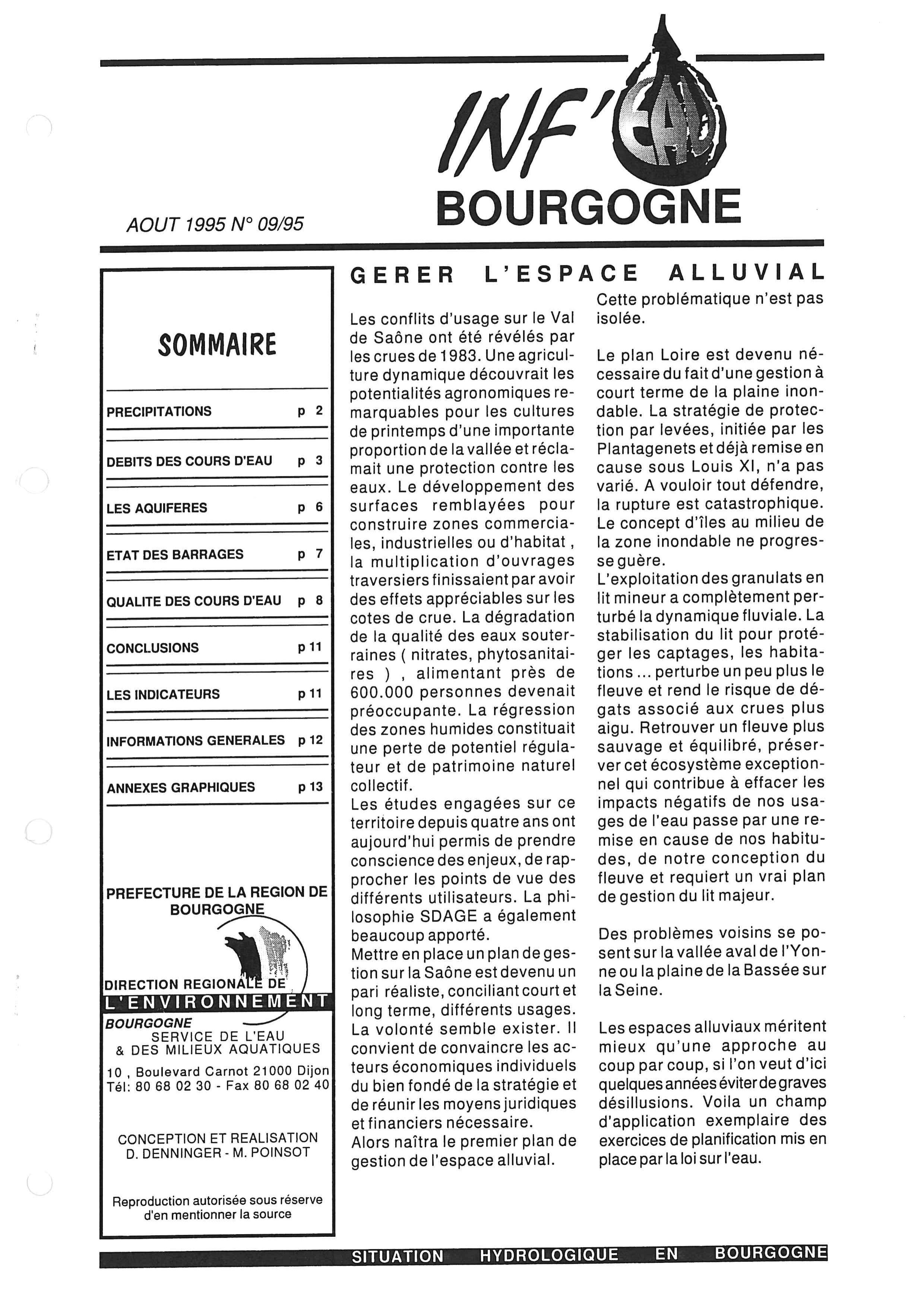 Bulletin hydrologique du mois d'août 1995