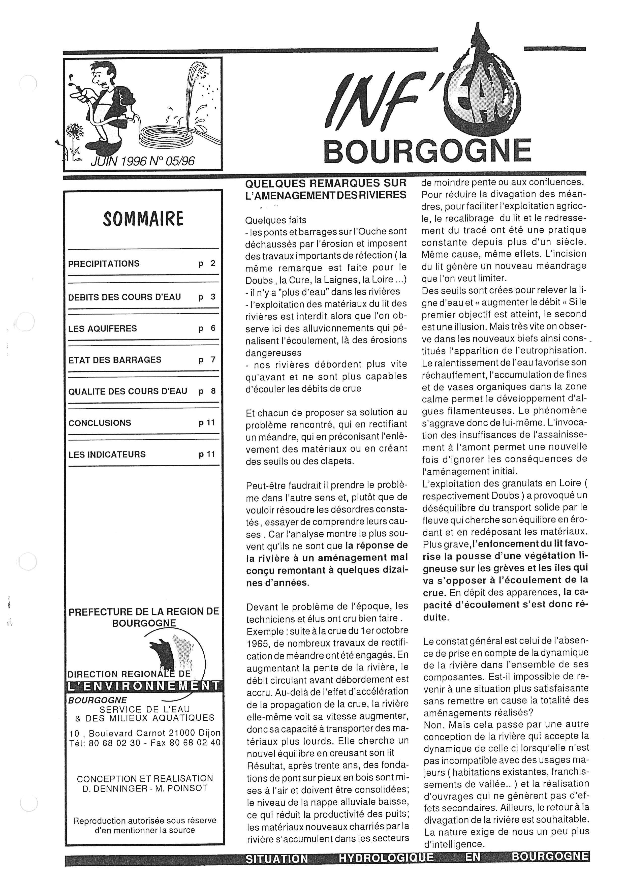 Bulletin hydrologique du mois de mai 1996