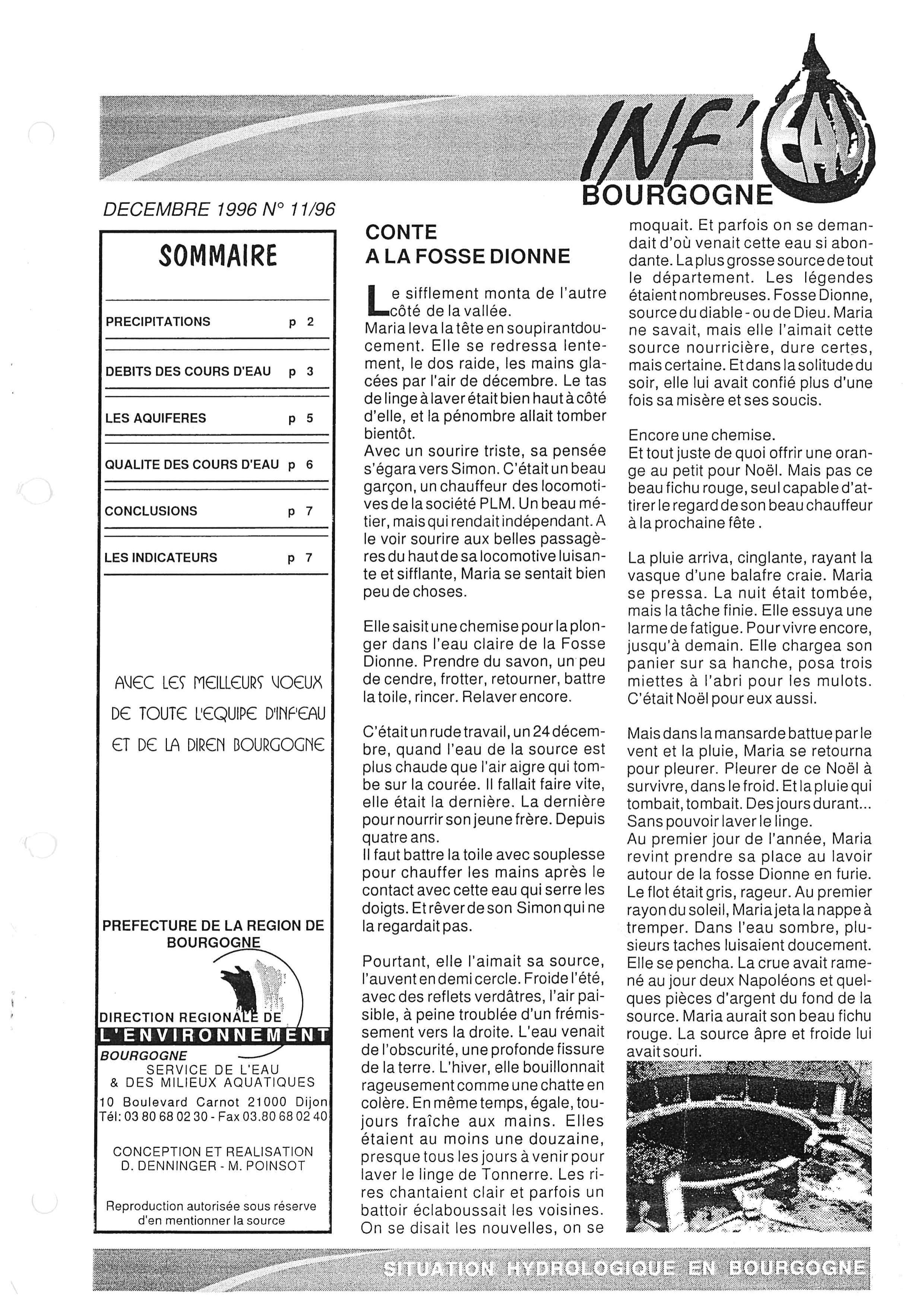 Bulletin hydrologique du mois de décembre 1996