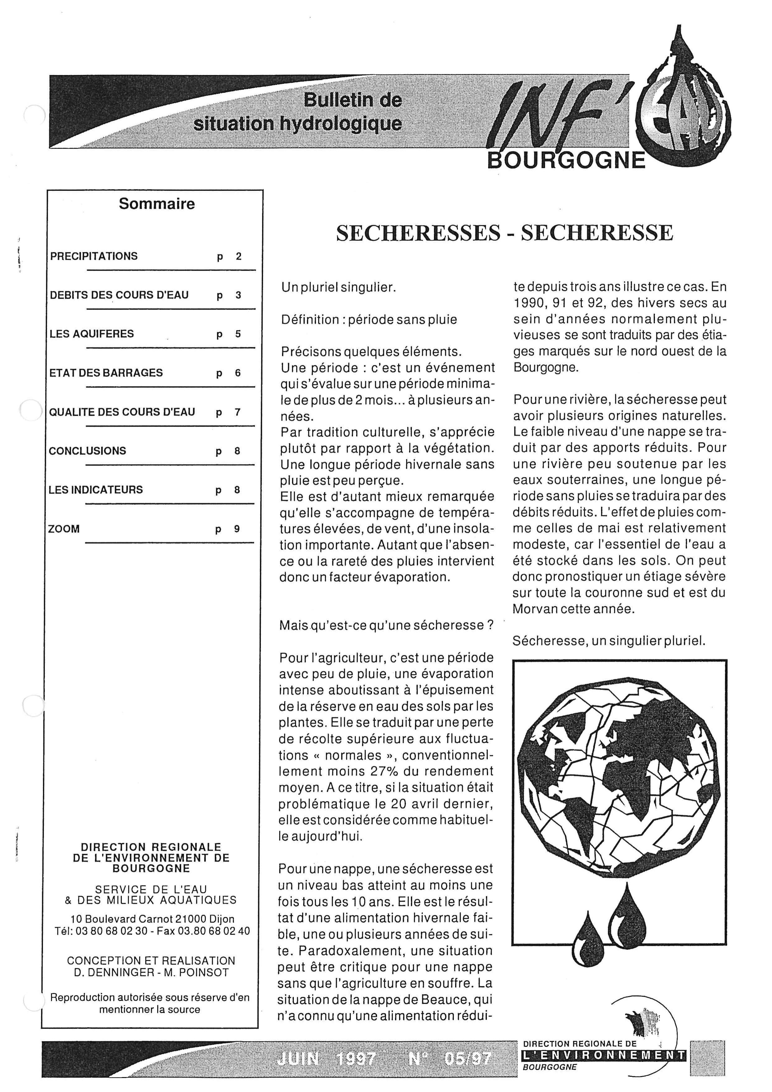 Bulletin hydrologique du mois de mai 1997