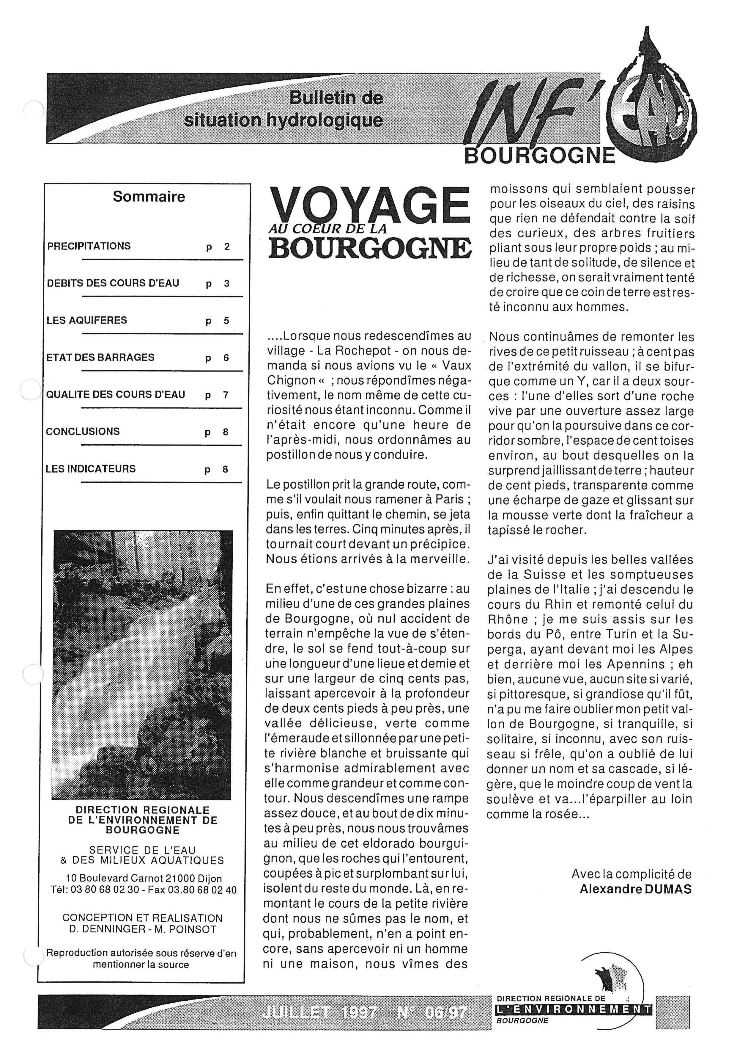 Bulletin hydrologique du mois de juin 1997