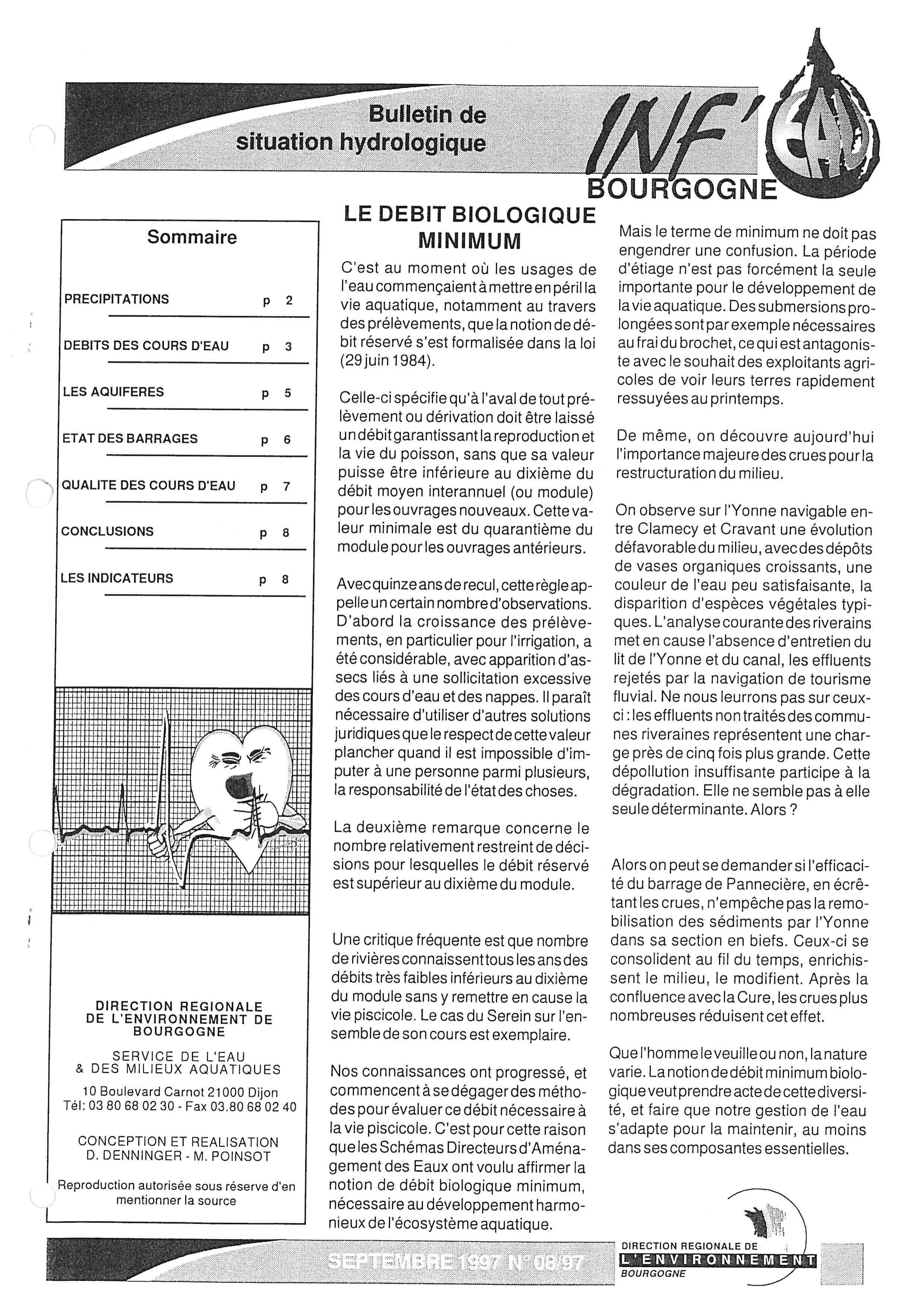 Bulletin hydrologique du mois d'août 1997