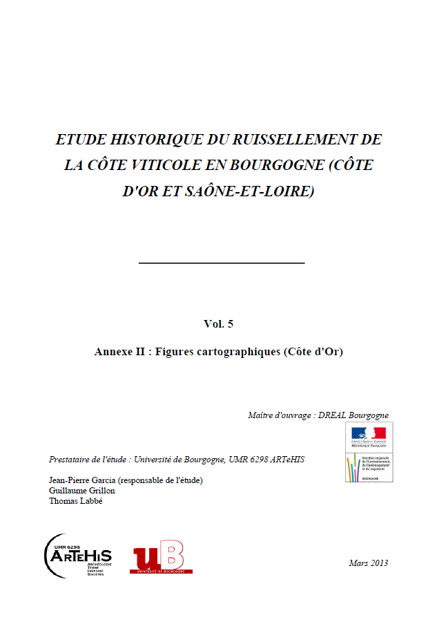 Etude historique du ruissellement de la côte viticole en Bourgogne (21 et 71) - Volume 5: Annexe II: Figures cartographiques (21)