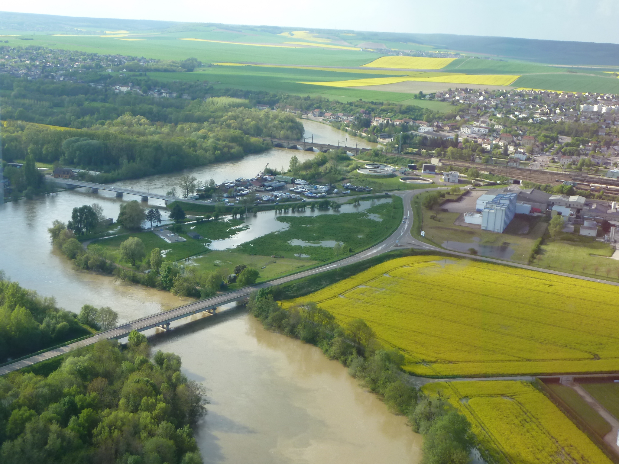 Crue de l'Armançon, en mai 2013, à Migennes dans l'Yonne