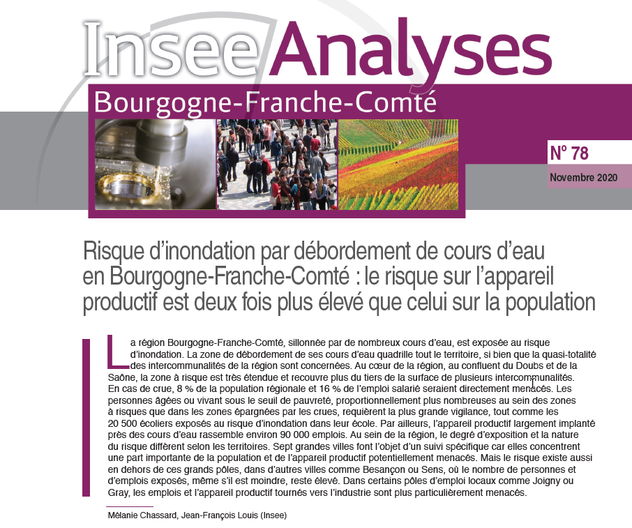 étude de l'insee sur la population en zone inondable en Bourgogne-Franche-Comté