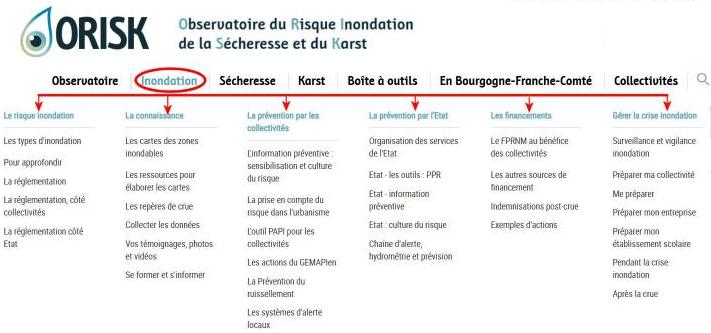 nouveau menu Inondation